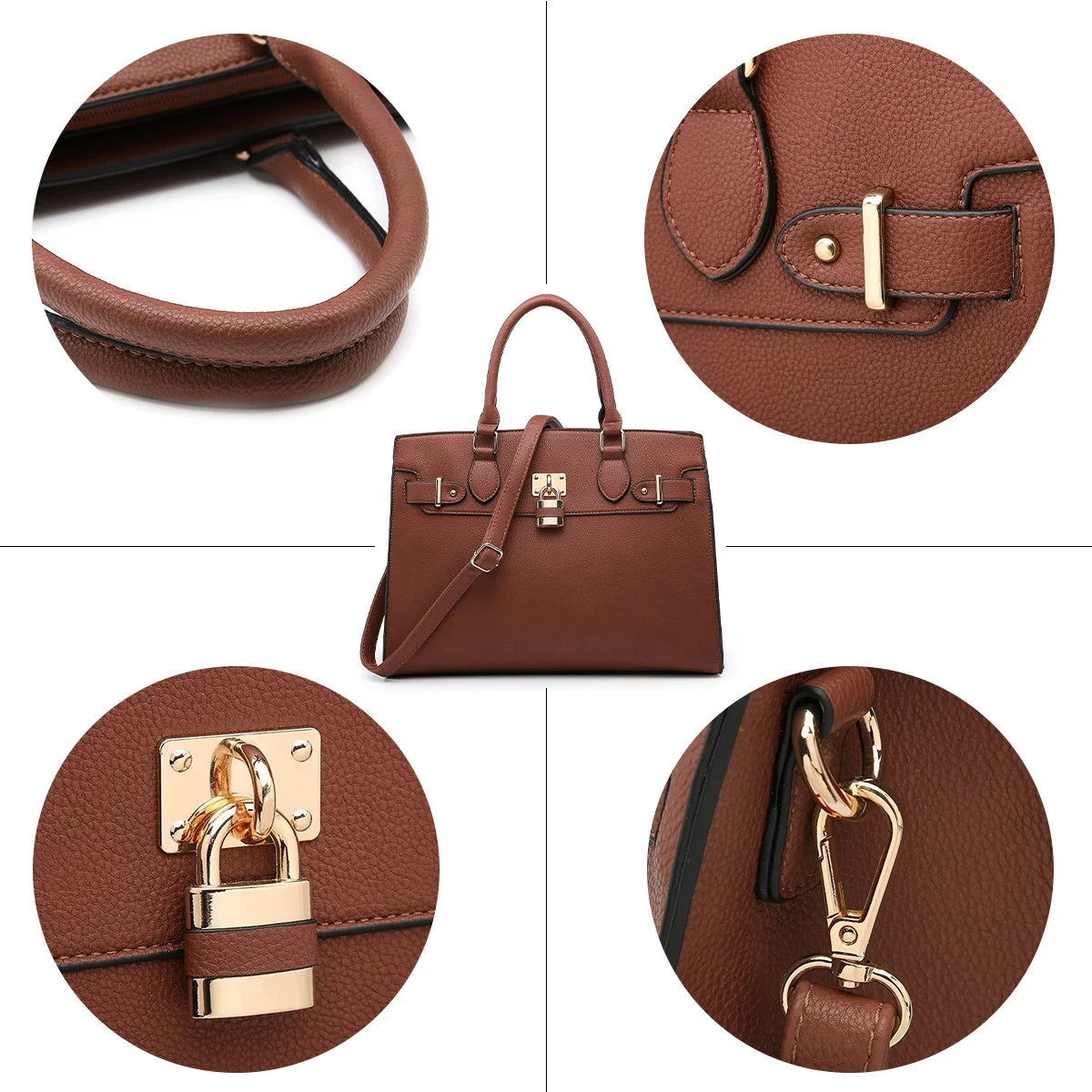Women Handbags and Purses Ladies Shoulder Bag Top Handle Satchel Tote Work Bag with Matching Clutch