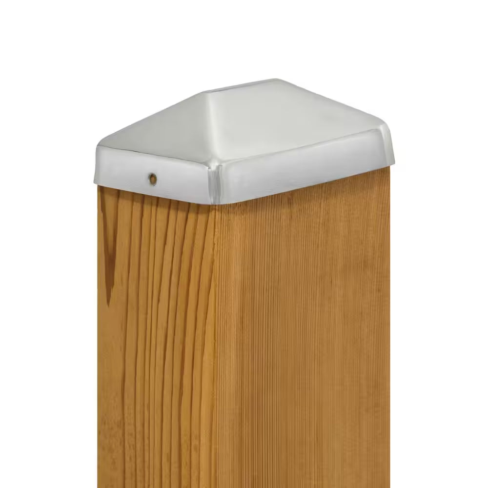 4 In. X 6 In. Stainless Steel Pyramid Slip over Fence Post Cap