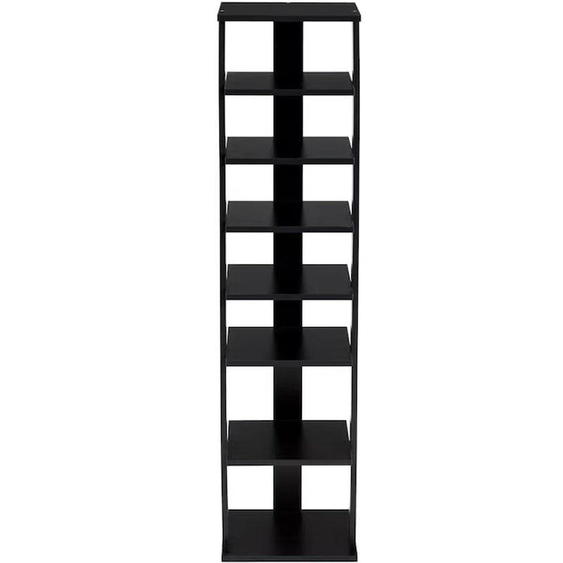 43.5-Inches H 7 Tier 7 Pair Black Wood Shoe Rack