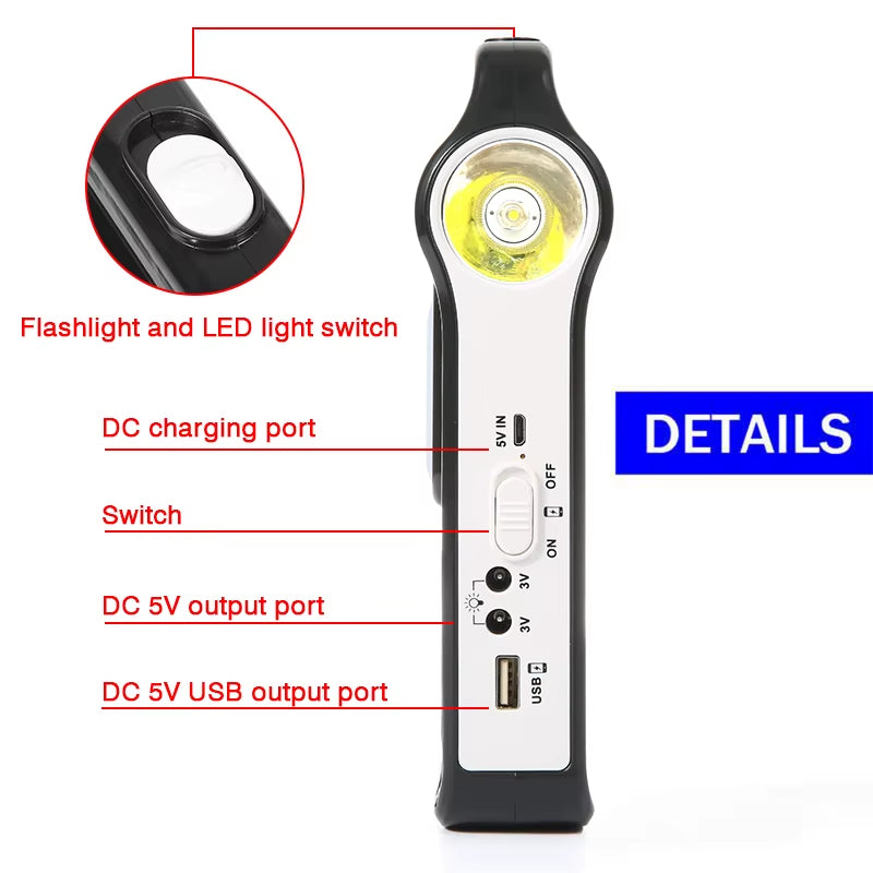 Portable 6V Rechargeable Solar Panel Power Storage Generator System USB Charger with Lamp Lighting Home Solar Energy System Kit