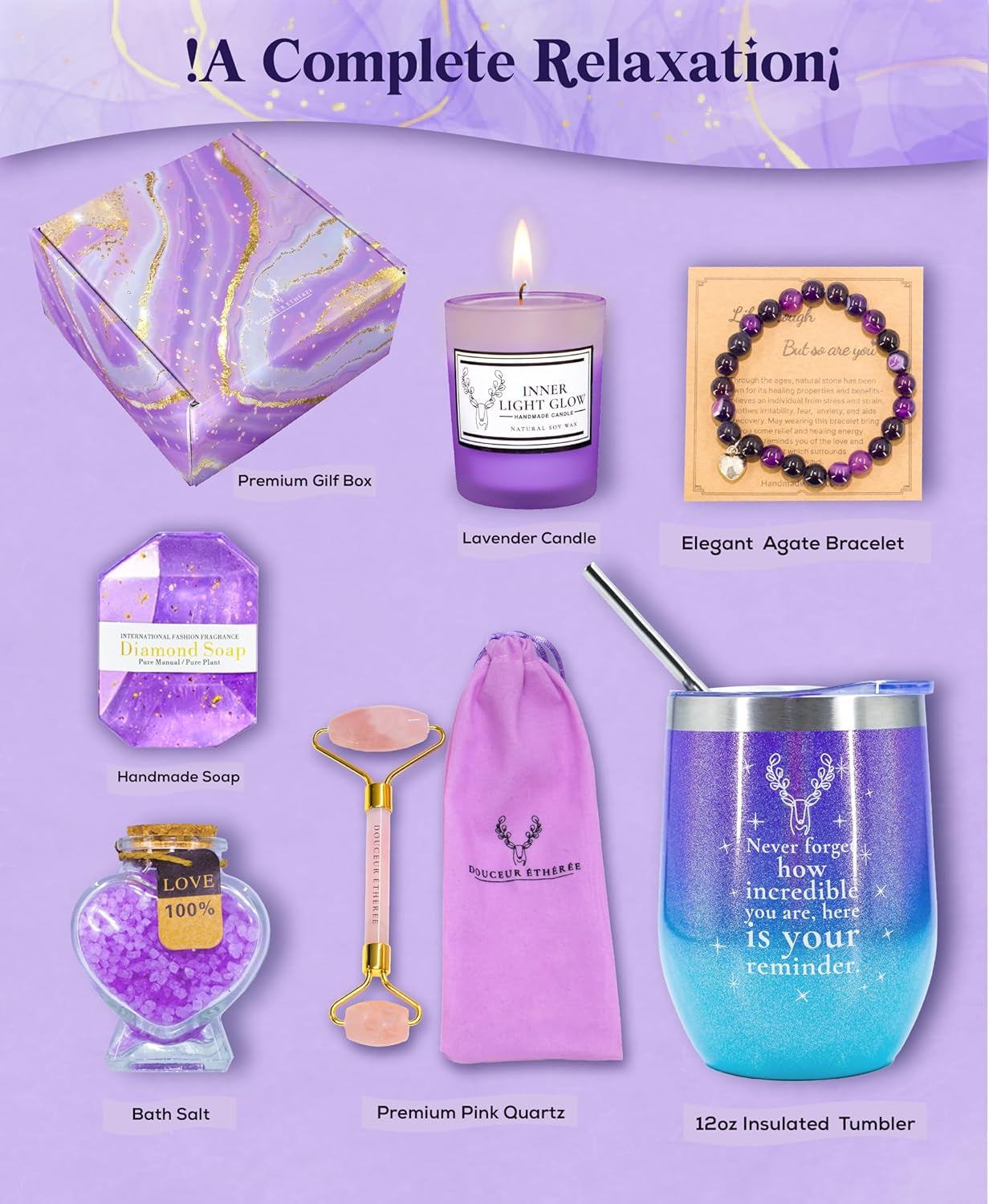 Gifts for Women, Birthday Gifts for Women, Valentine'S Day Gift, Birthday Gifts, Lavender Spa Gift Set, Valentines Gifts, Gifts for Girlfriend, Wife Gifts,