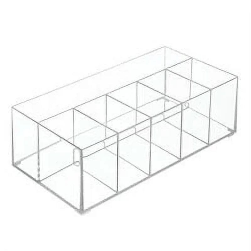 Clarity Cosmetic Organizer for Vanity, Dresser or Bathroom Cabinet to Hold Makeup, Beauty Products, Hair Accessories, 6 Compartments - Clear