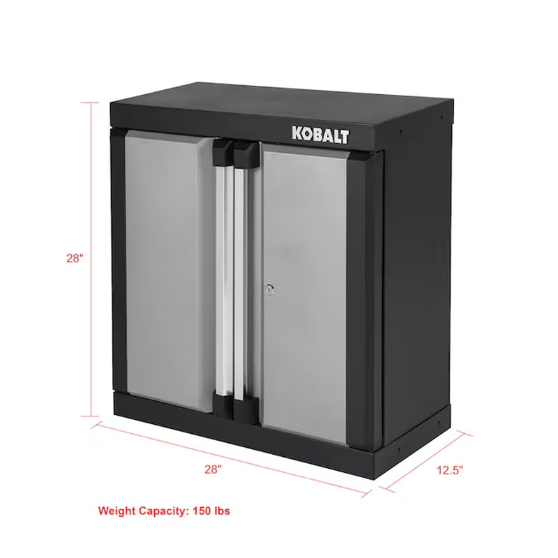 28-In W X 28-In H X 12.5-In D Wall-Mounted Steel Garage Cabinet in Silver