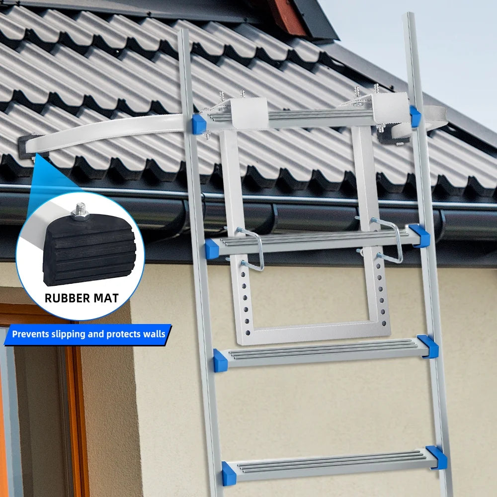 Ladder Stabilizer for Roof Gutter Roof Ladder Accessories Wing Span Wall Ladder Standoff, Wheel Heavy Duty Steel Ladder Roof Hook