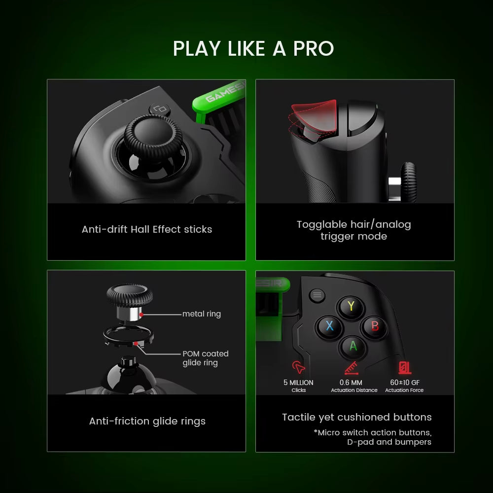 Gamesir X4 Aileron Bluetooth Mobile Phone Gamepad Xbox Authorization Gaming Controller with  Effect, Portable Joycon