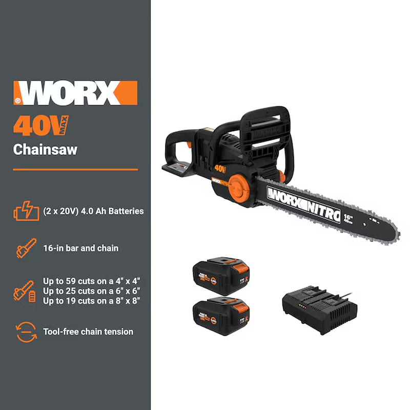 Nitro Power Share Brushless 40-Volt 16-In Battery 4 Ah Chainsaw Battery Included Charger Included