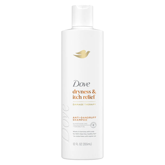 Damage Therapy Derma Anti-Dandruff Shampoo for Flaky Scalp Dryness + Itch with Pyrithione Zinc & Coconut Oil, 12 Oz