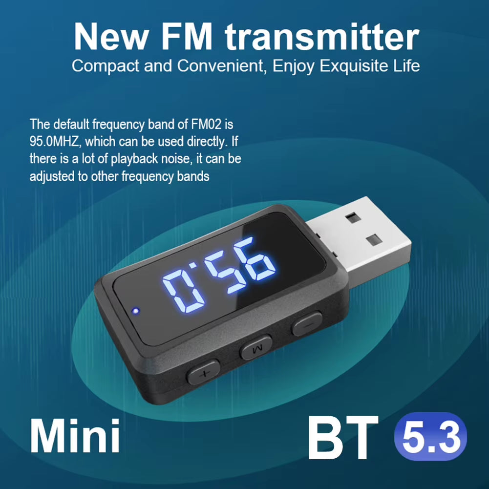 FM02 Auto Audio Wireless Adapter Handsfree Call USB Wireless Receiver Transmitter Dongle Bluetooth-Compatible Auto Accessories