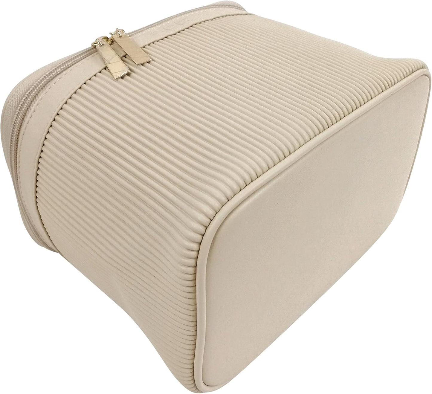 ORB Style Cosmetic Bag-Cb303Bg-Lines-Train Case-Beige