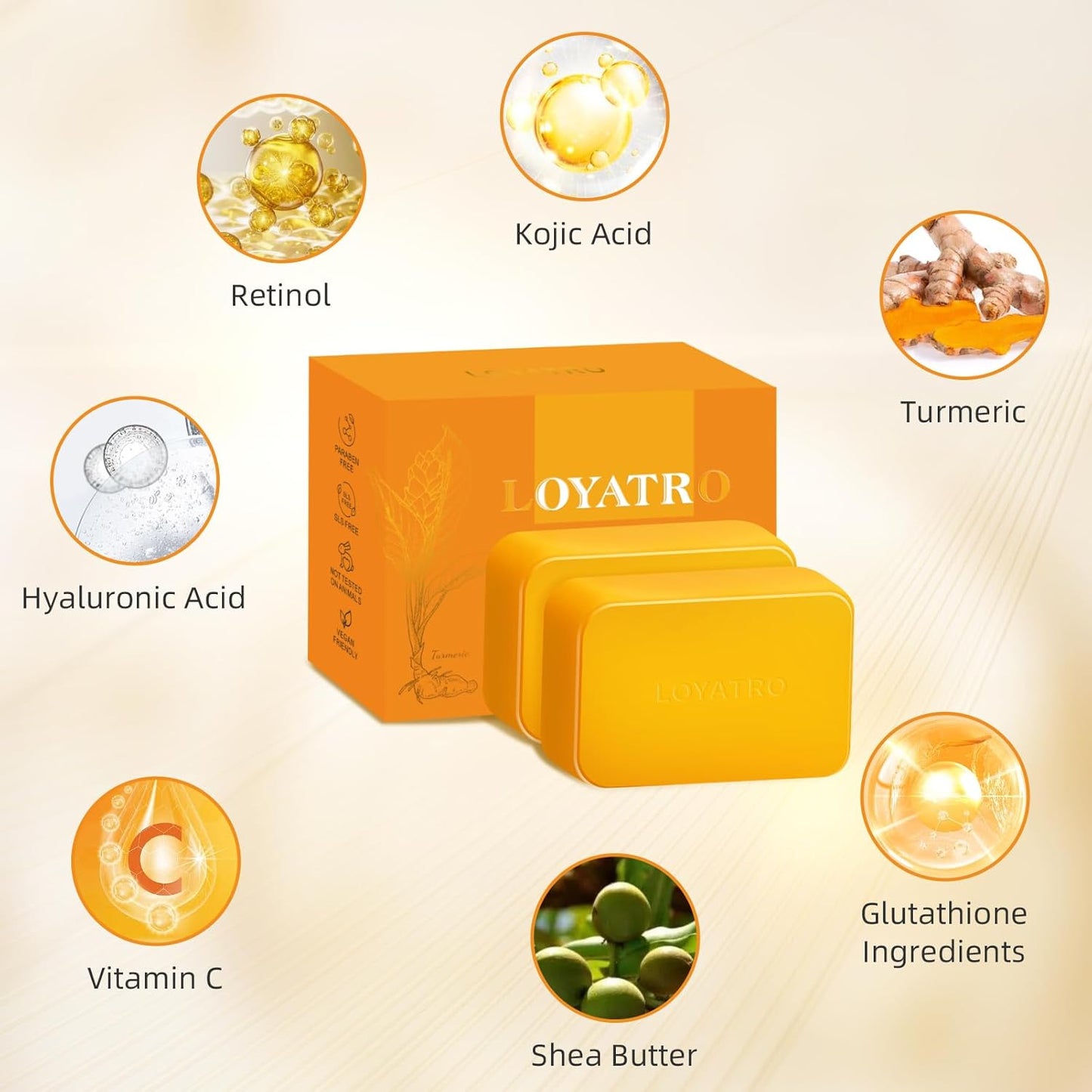 Kojic Acid Turmeric Soap Bar Dark Spots for Face & Body, Deep Cleansing, Gentle Soap Sensitive Skin Formula, All Skin Types 2Pack with Dish