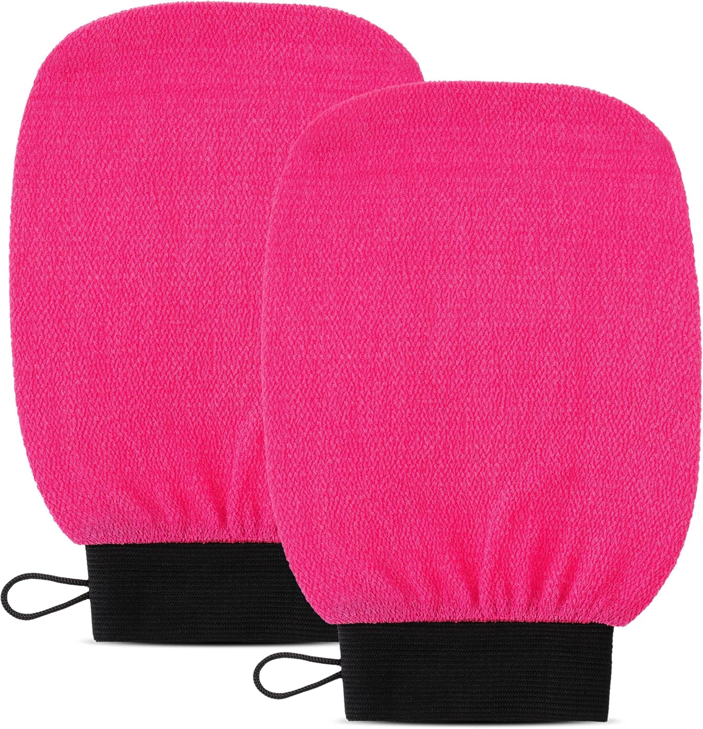 Exfoliating Body Scrub for Bath and Shower Use - Face Scrubber and Body Exfoliator Mitt, Dead Skin Remover - Exfoliating Glove Shower Scrub for Men and Women - Pair Pink