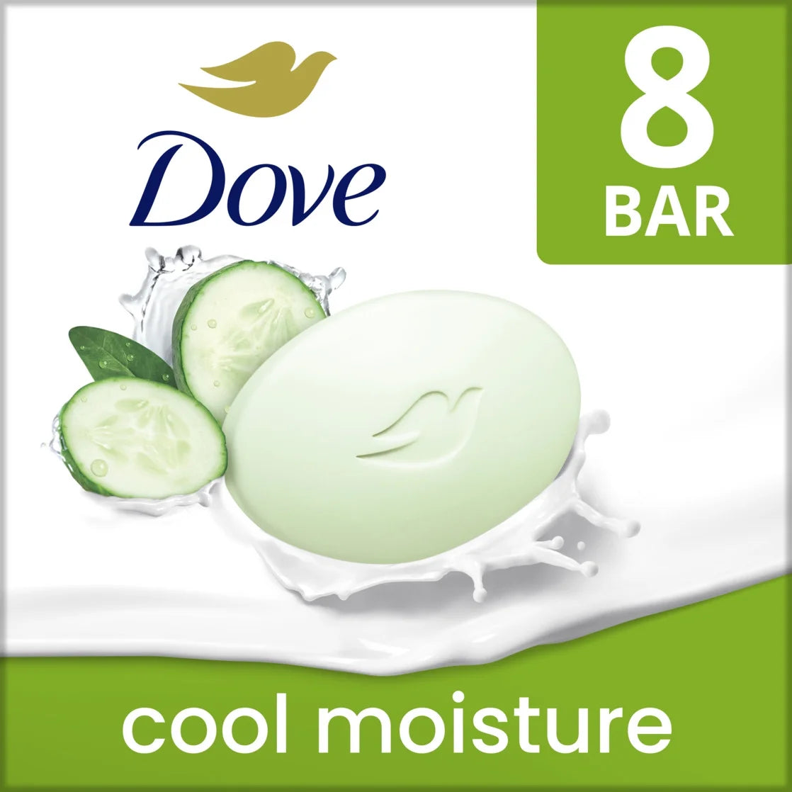 Beauty Bar Women'S Bath Soap Cool Moisture Cucumber & Green Tea Scent, 3.75 Oz 8 Bars