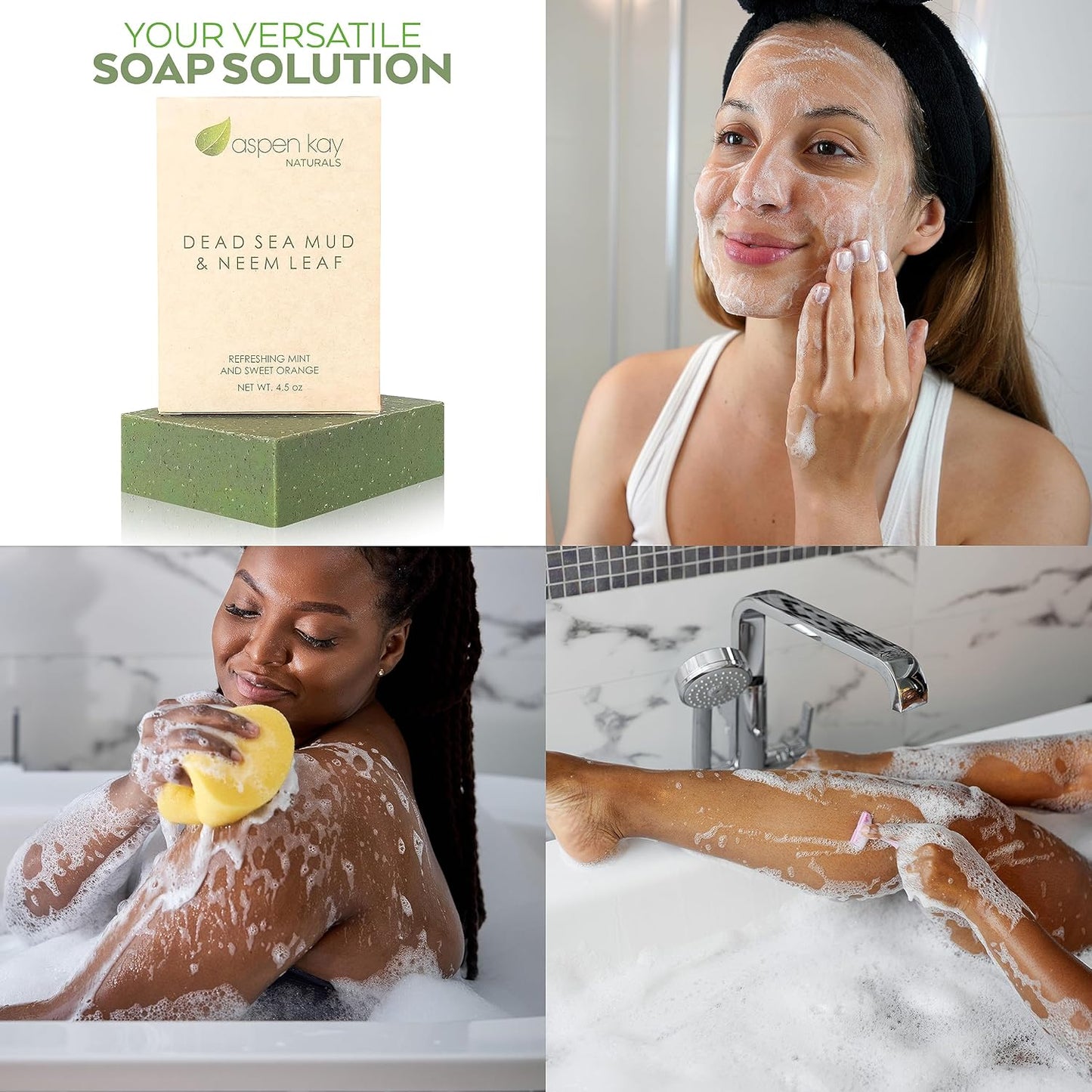 Dead Sea Mud and Neem Soap - with Organic Shea Butter & Olive Oil. a Wonderful Neem Face Wash for All Skin Types. Handmade Soap - Made in USA. 4.5 Oz Bar