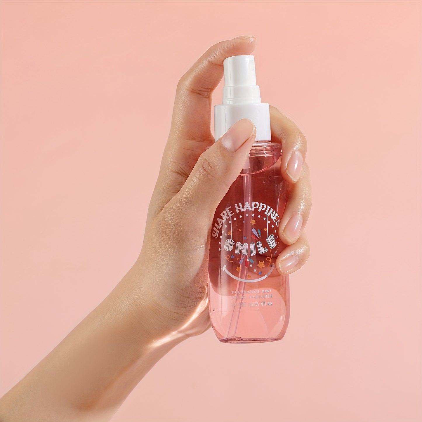 100ml/3.4fl.oz Women's Body Mist Spray, , "Smile Happiness" Fragrance Mist With Floral Fruity Notes, Fire Dragon, Lychee, Hibiscus, Jasmine, Seawater & Vanilla, For All Occasions Gift For Women