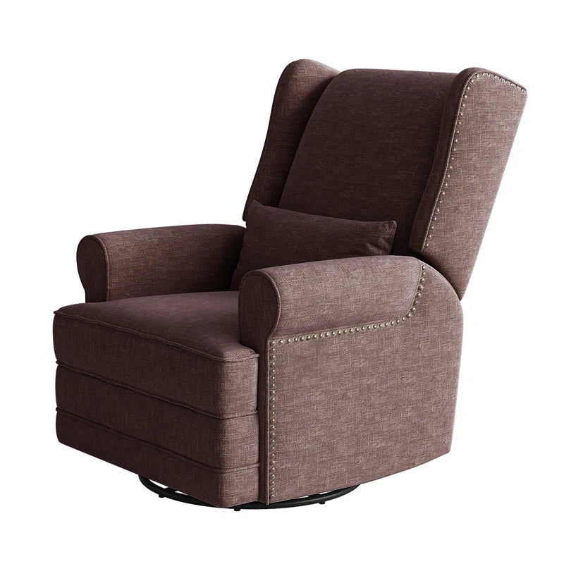 34" Wide Swivel Rocking Nursery Recliner Comfortable Upholstered Glider