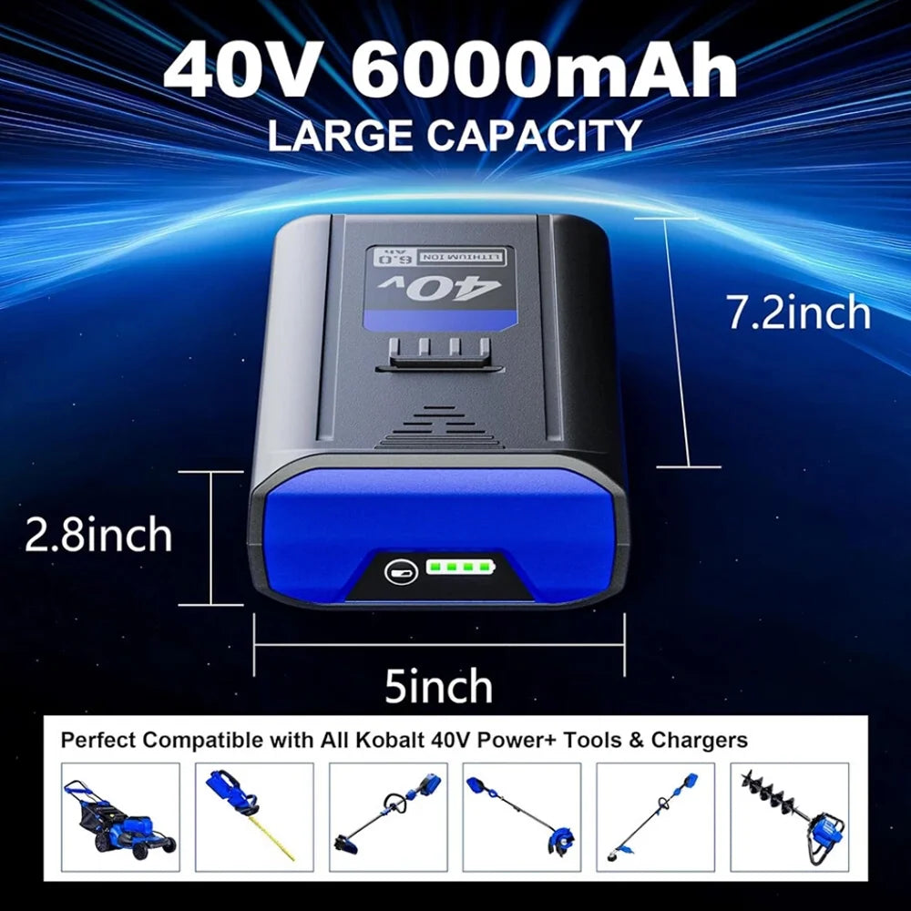 2 Packs Replacement for Kobalt 40V Battery 6000Mah KPM1040A-03, KM-1640-06, KM 4040-06 Cordless Power Tool
