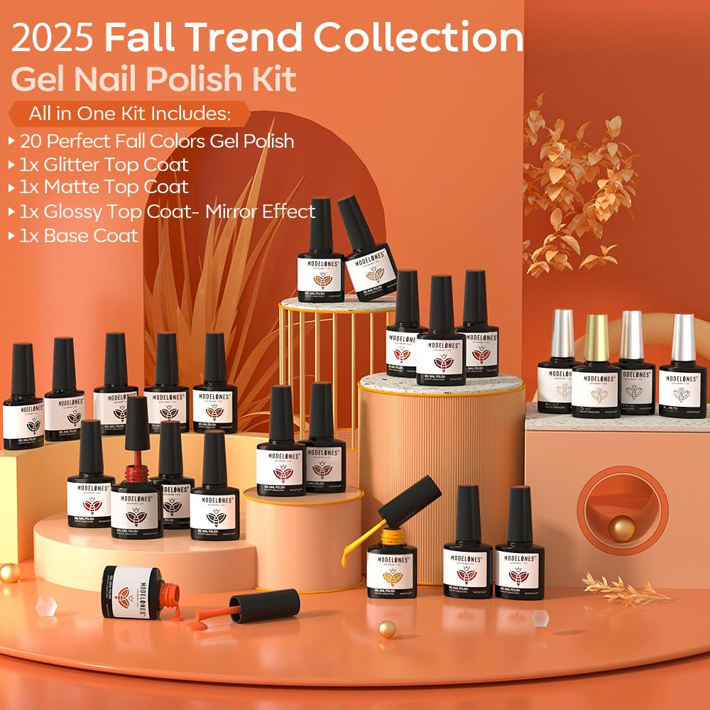 20 Colors Gel Nail Polish Kit, Fall Winter Gel Polish Set Soak off Nail Polish K