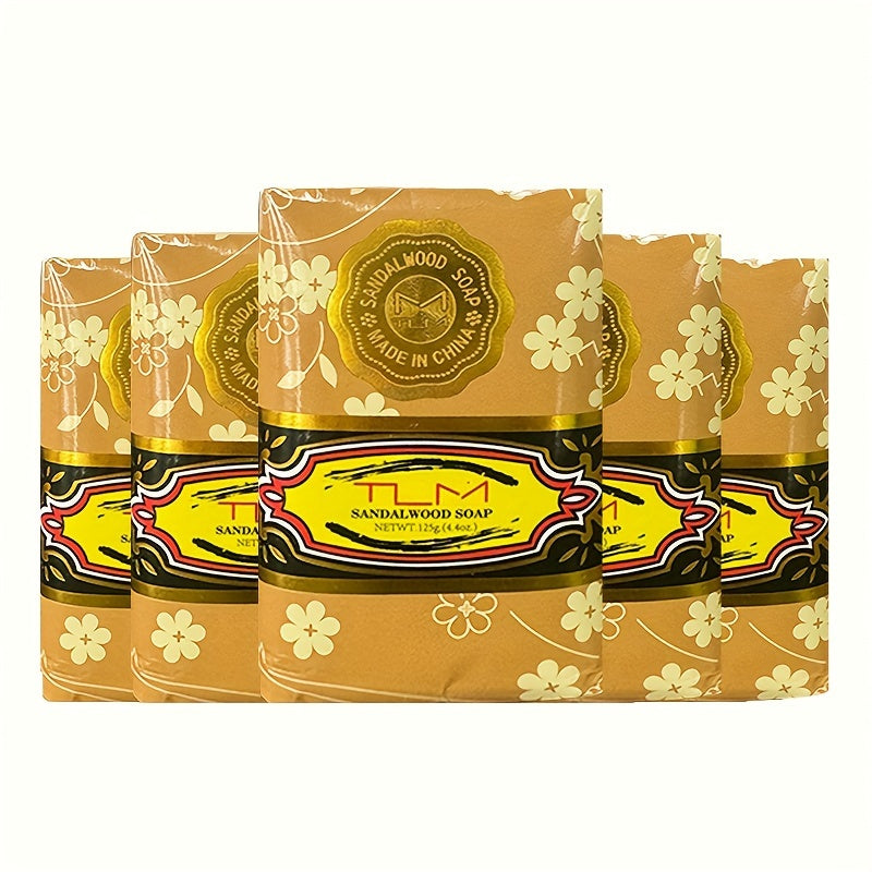 1pc/2pcs 4.41oz Traditional Sandalwood Essential Oil Soap, Rich Fragrance, Cleansing Soap, Bath Soap, Oil Control And Moisturizing, Refreshing Body Smell