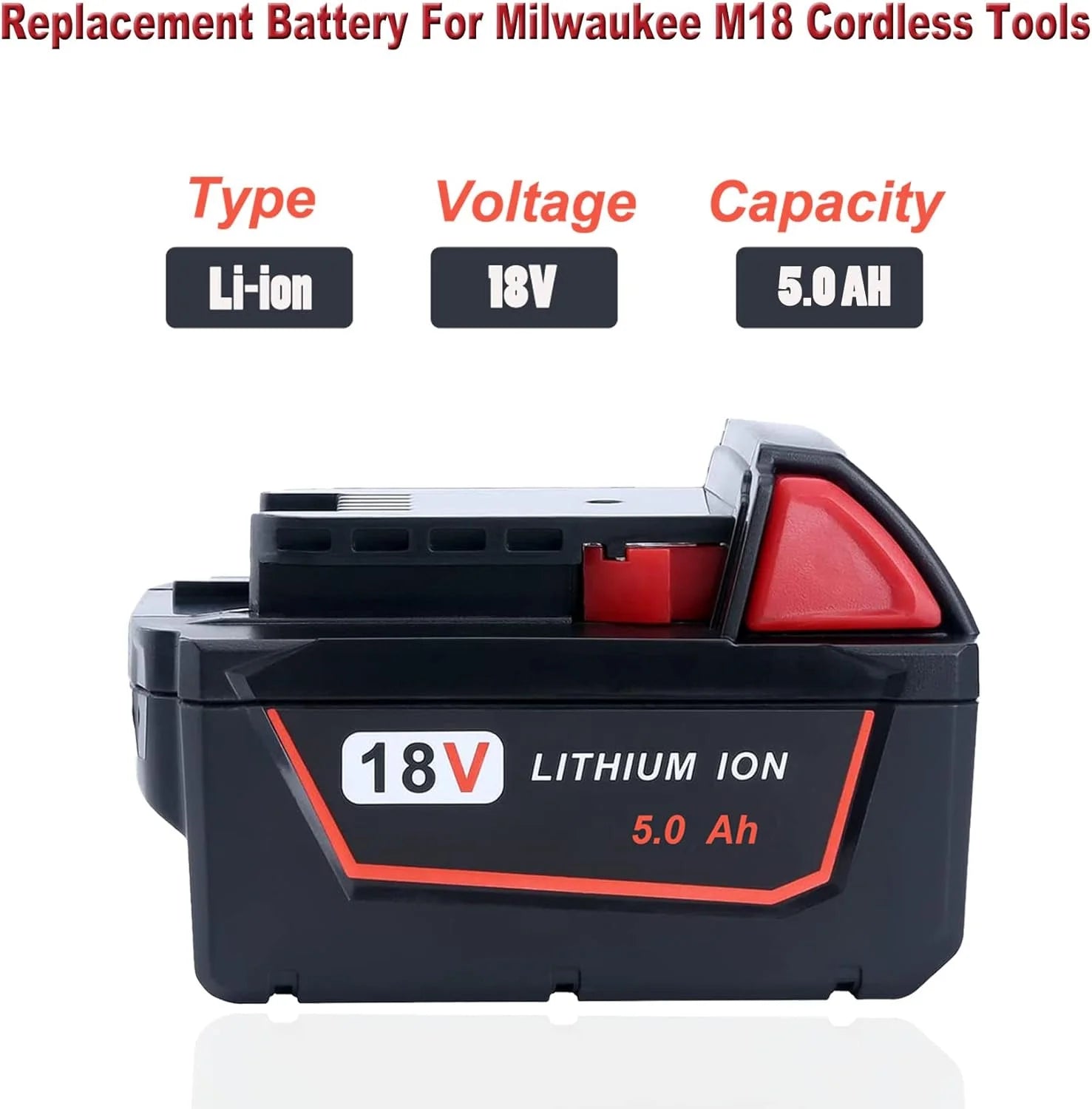 2 Pack 5.0Ah M18 Battery Replacement for Milwaukee M18