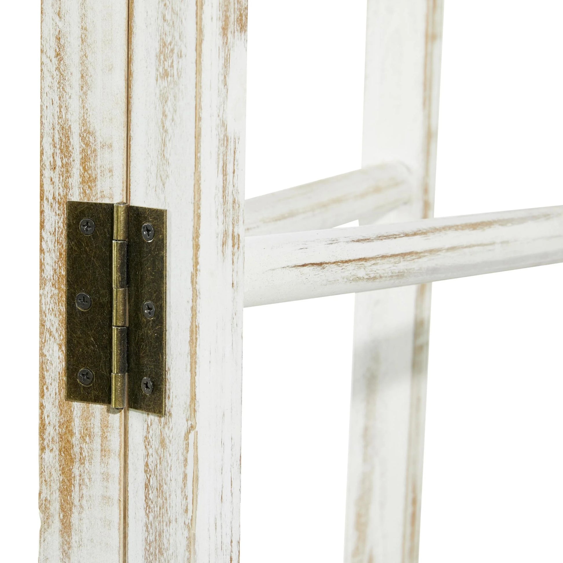 48" X 71" White Wood Ladder 15 Rung Ladder with 3 Panels, 1-Piece