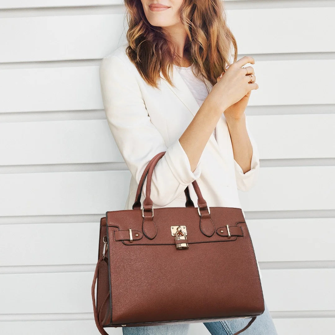 Women Handbags and Purses Ladies Shoulder Bag Top Handle Satchel Tote Work Bag with Matching Clutch