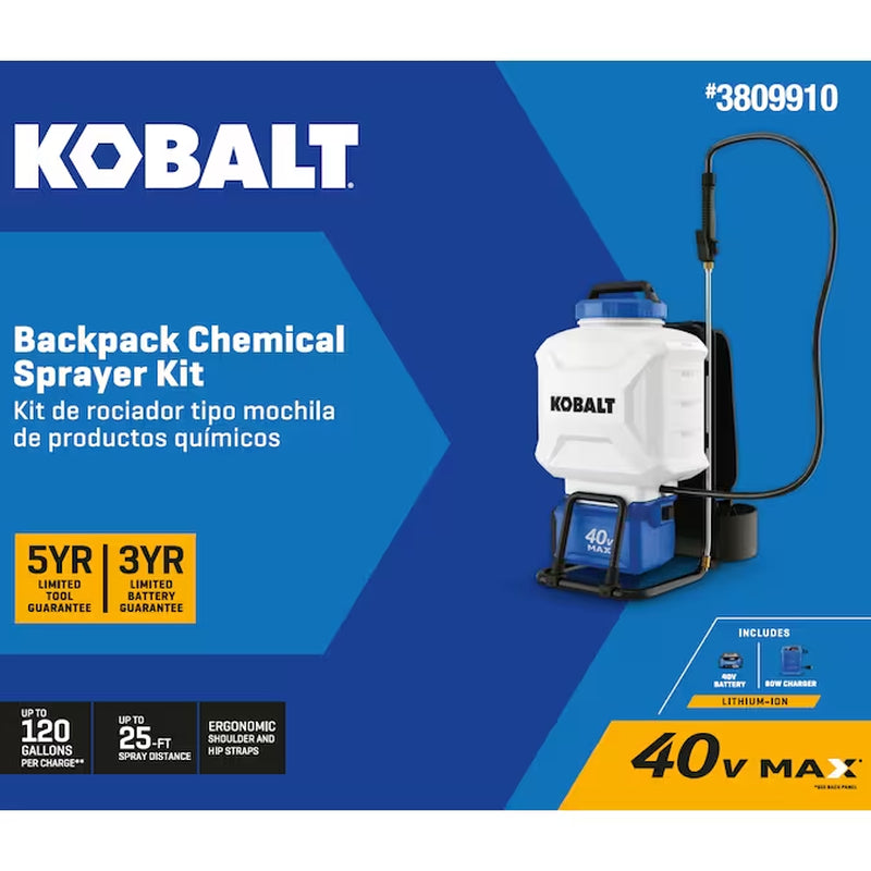 4-Gallon 40-Volt Battery Operated Rubber Hose Plastic Backpack Sprayer with Adjustable Spray