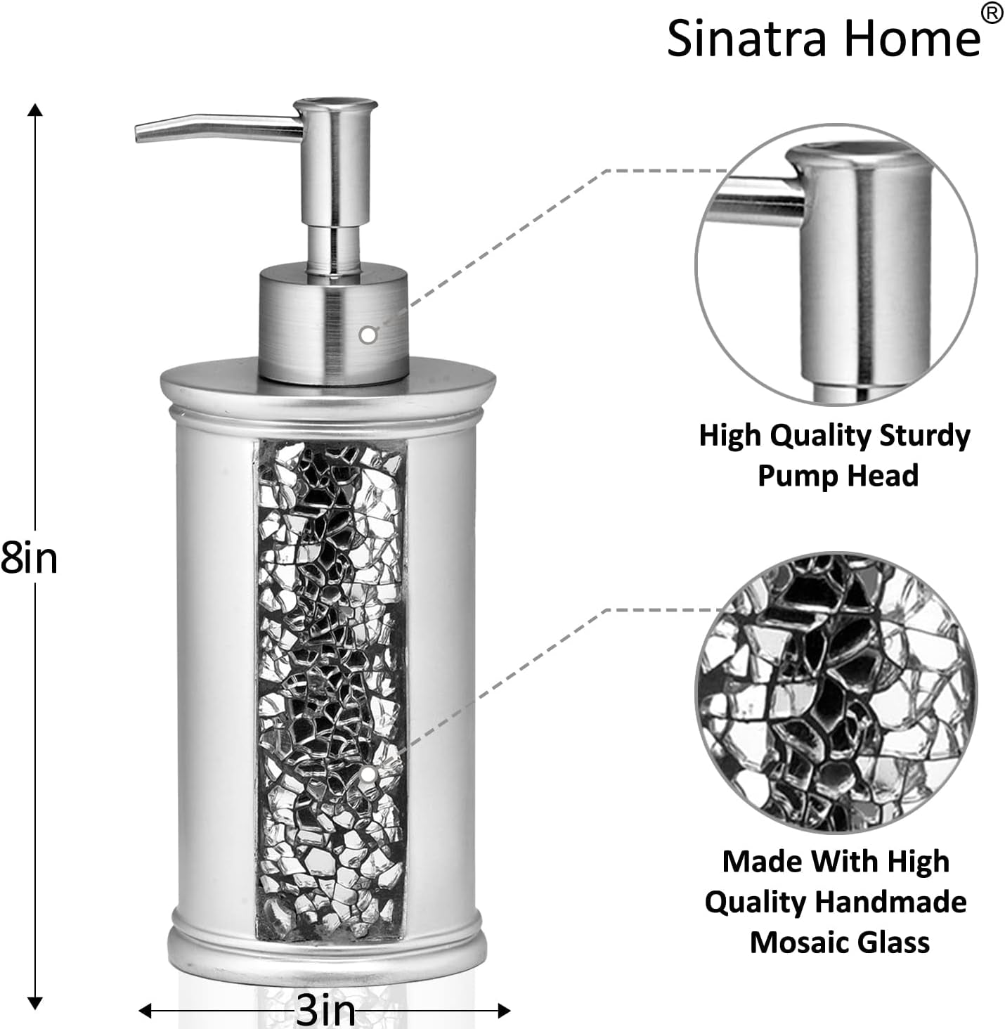 4Pc Sinatra Stylish Bathroom Accessories Set Liquid Soap Dispenser, Tumbler, Too