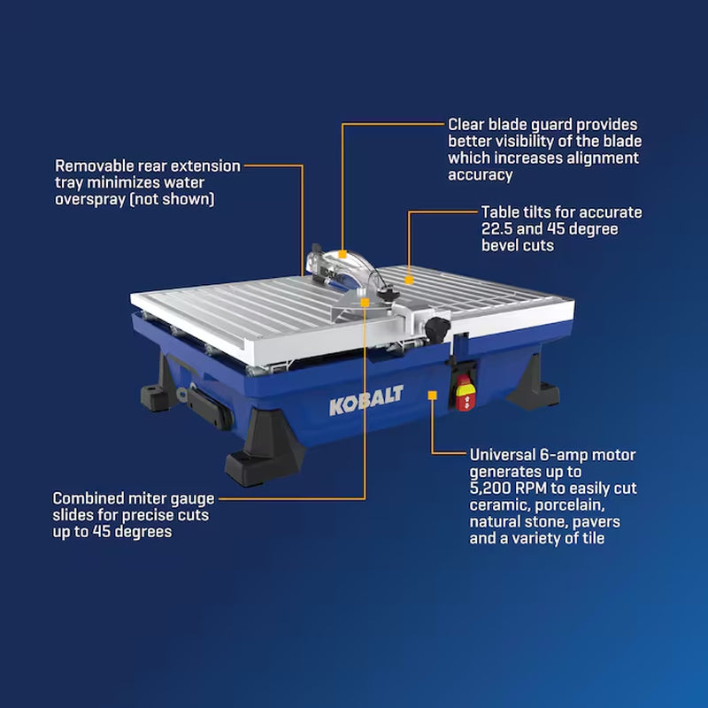 6 -Amp 7.0-In -Blade Wet Tabletop Sliding Table Tile Saw
