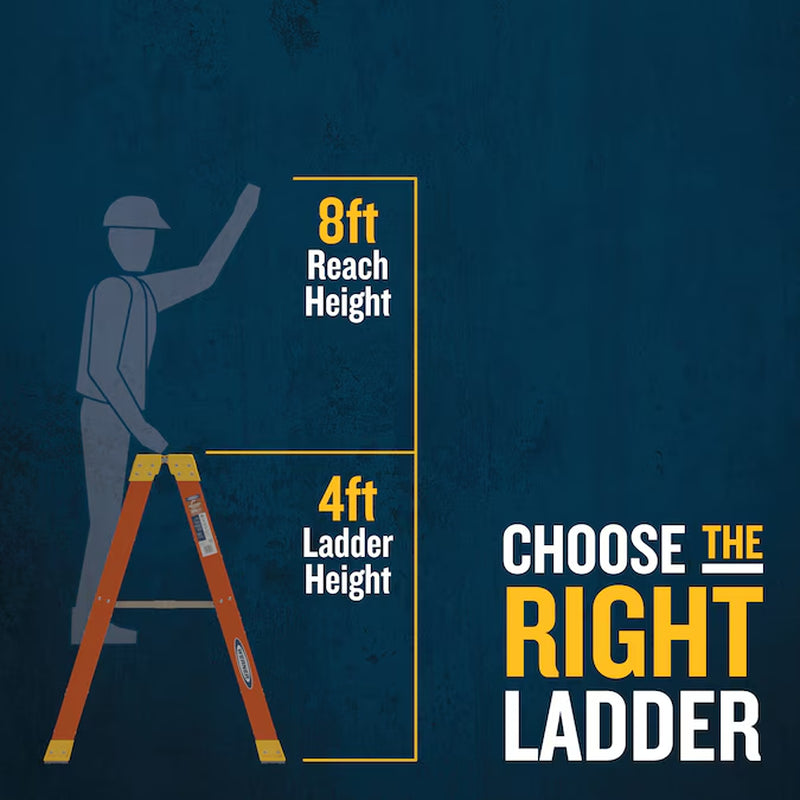300 4-Ft ( 8-Ft Reach Height ) Aluminum Type 1 - 250 Lbs. Load Capacity Step Ladder