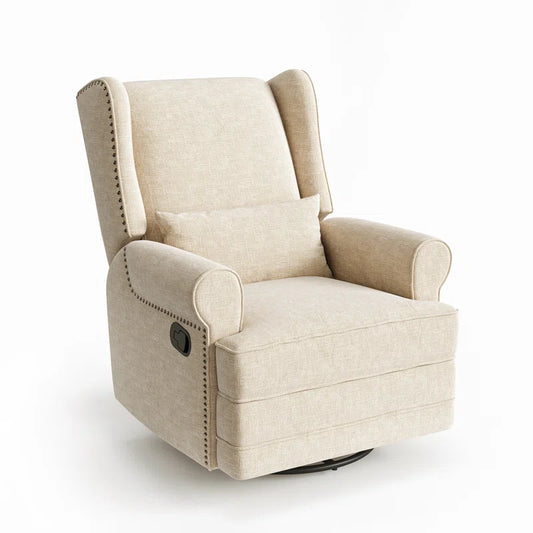34" Wide Swivel Rocking Nursery Recliner Comfortable Upholstered Glider