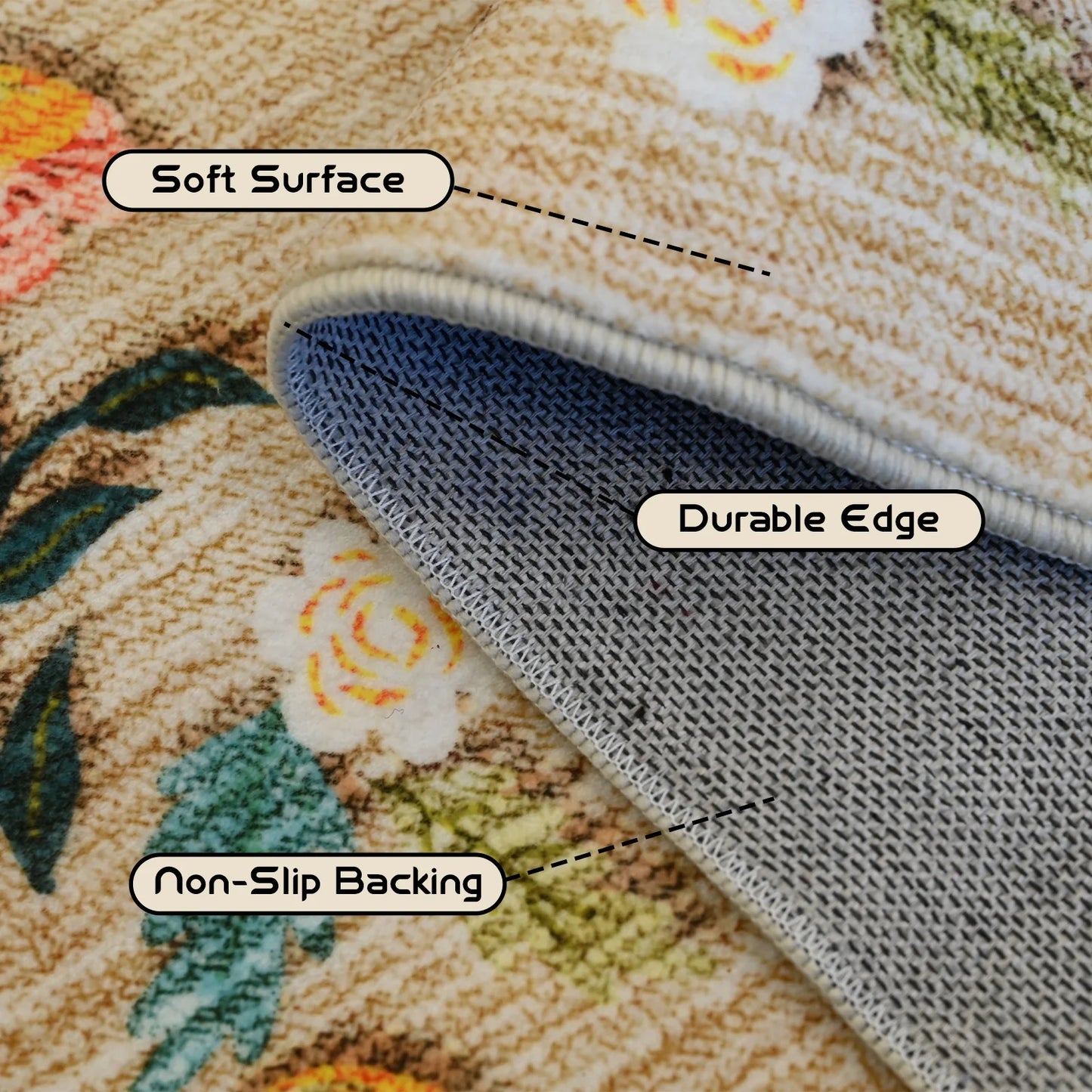 2'X3' Floral Area Rugs, Machine Washable Rug for Living Room- Soft Indoor Carpet, Low Pile for Bedroom, Dining Room, Playroom, Office