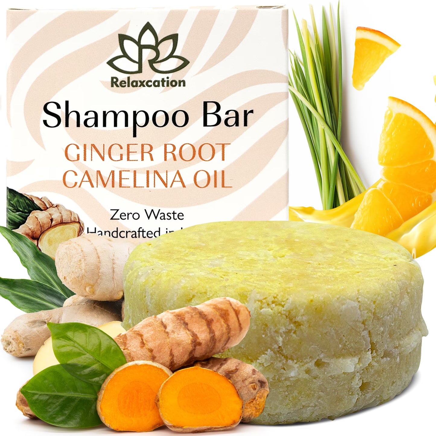Organic Ginger Root Solid Shampoo Bar for Hair Growth Handmade in USA Natural and Safe by