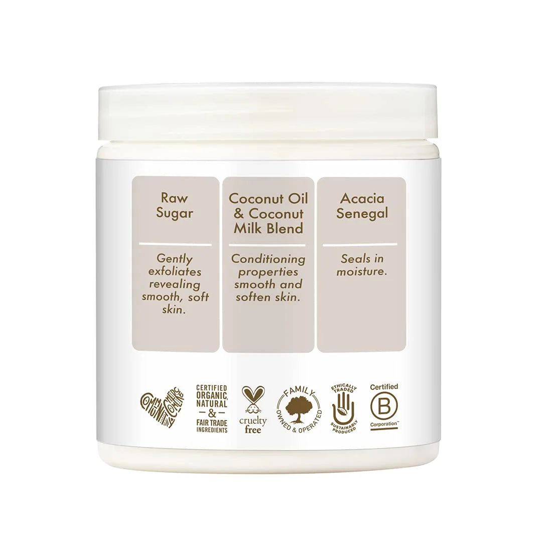 Daily Hydration Crã¨Me Sugar Scrub Care for Dry Skin 100% Virgin Coconut Oil Acacia Senegal Exfoliating Scrub, Coffee, 8 Oz