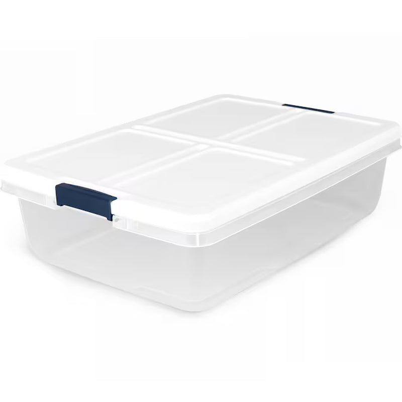 X-Large 25 -Gallons ( 100 -Quarts ) Clear/White Stackable Tote with Latching Lid