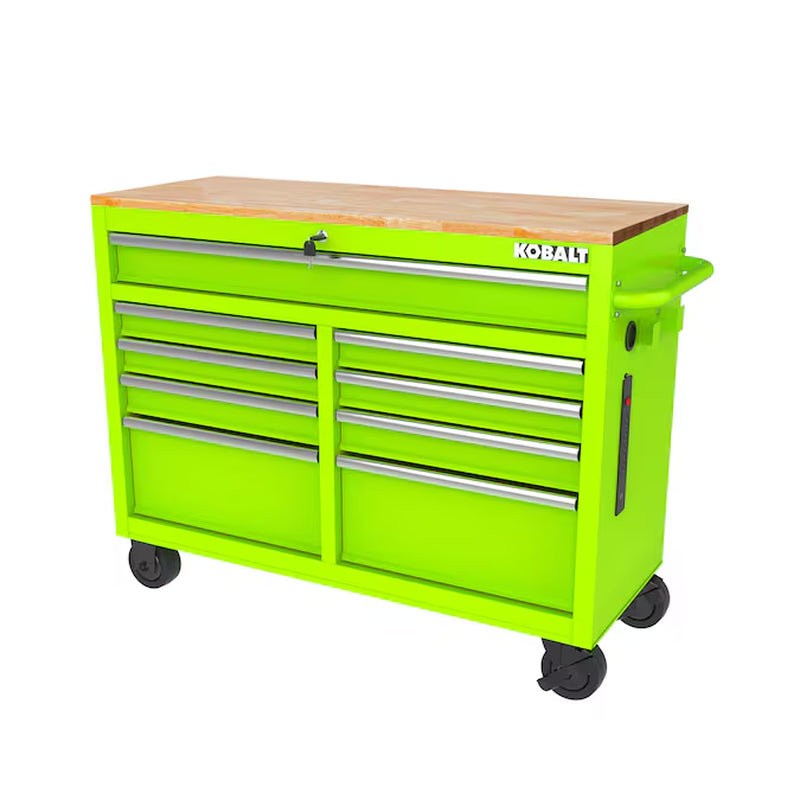 46.1-In L X 37.2-In H 9 -Drawers Rolling Black/Blue Wood Work Bench