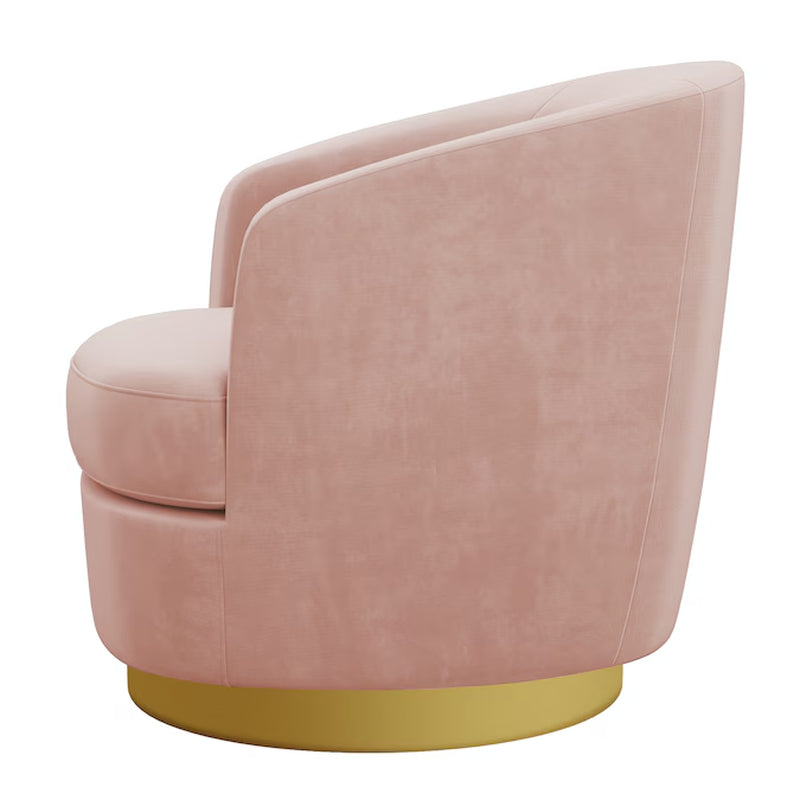 Casual Pink Velvet Swivel Accent Chair