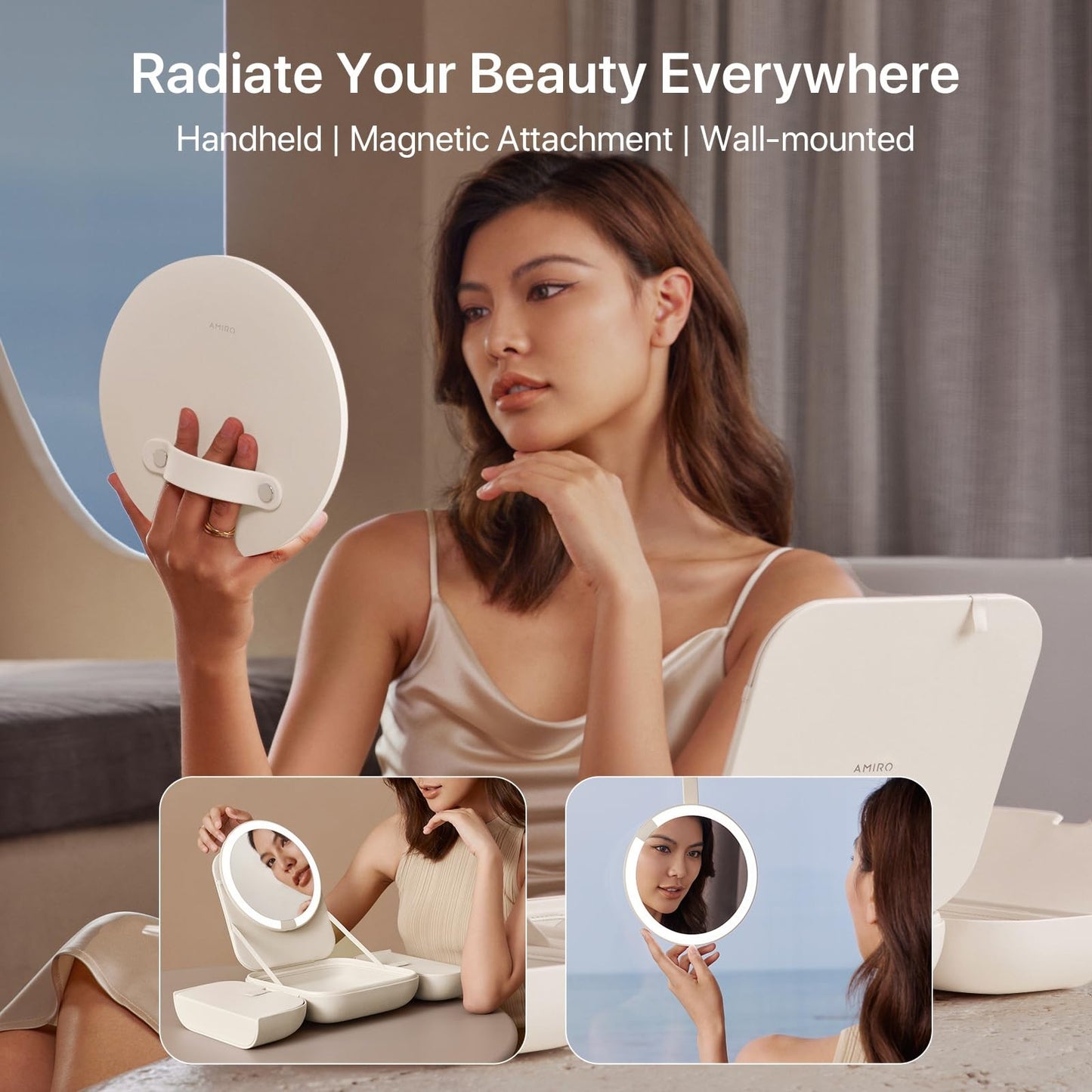 M2 Lumocube Makeup Mirror with Bag - Portable LED Makeup Mirror with Lights, ...