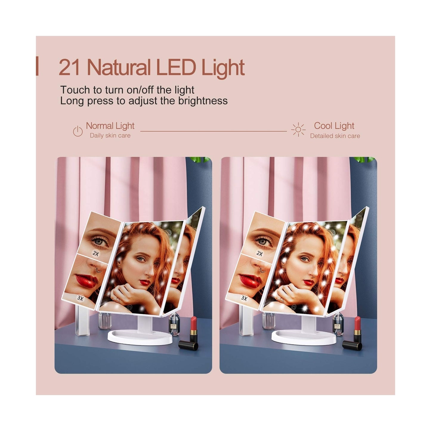 Makeup Mirror Vanity Mirror with Lights, 2X 3X 10X Magnification, Lighted Mak...