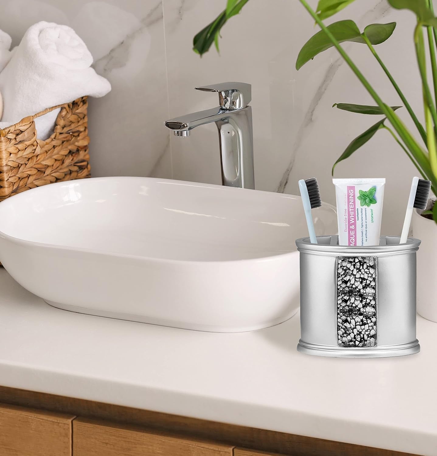 4Pc Sinatra Stylish Bathroom Accessories Set Liquid Soap Dispenser, Tumbler, Too