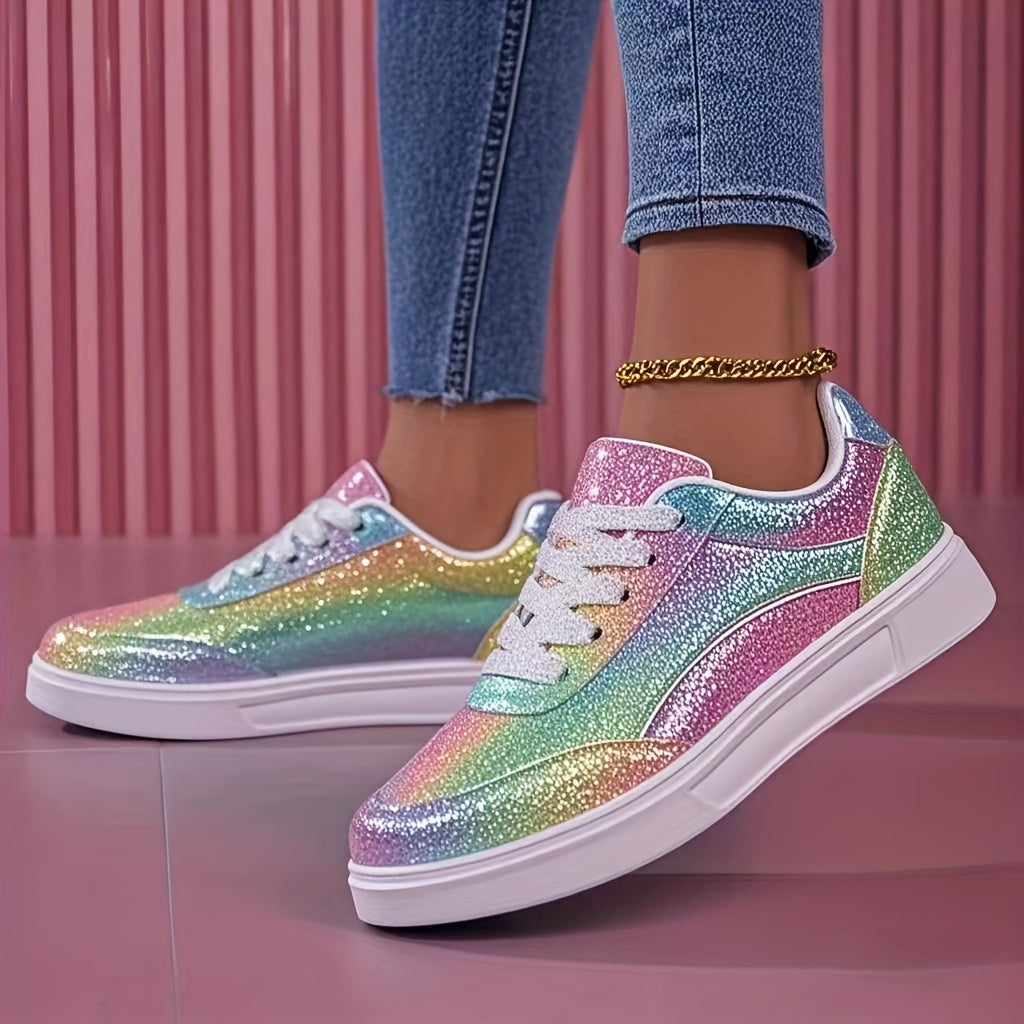Women's Iridescent Superfine Fiber Sneakers with EVA Sole - Lightweight, All-Season Running Shoes (Free Shipping) 💝🌹💖✨