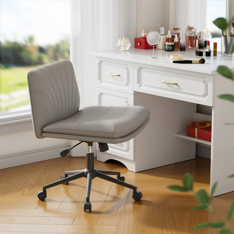 Nevel Office Chair Desk Chair Criss Cross Legged Computer Chair Armless Swivel Make up Chair with Ergonomic Design