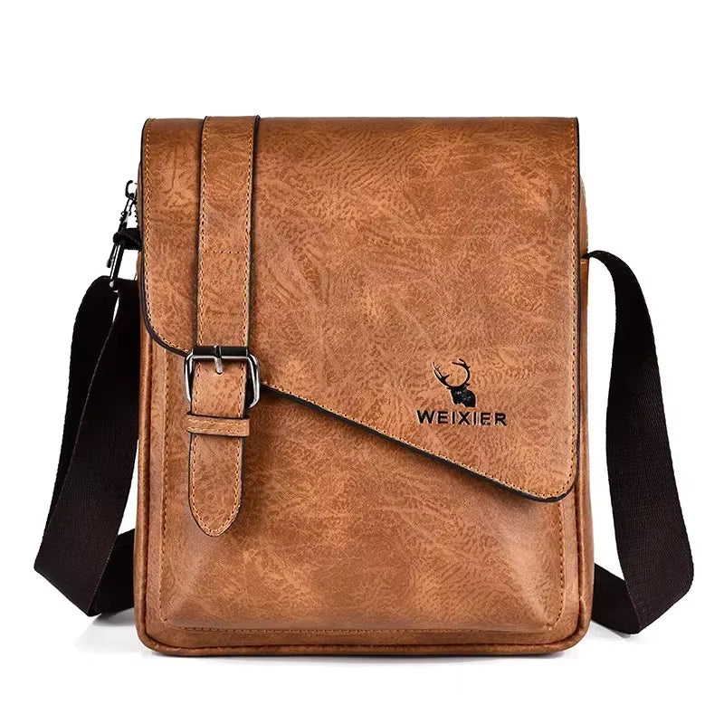 Men'S Retro Business Shoulder Bag New Fashionable Brand Name PU Leather Retro Handbag Versatile Travel Crossbody Bag Tote Bag