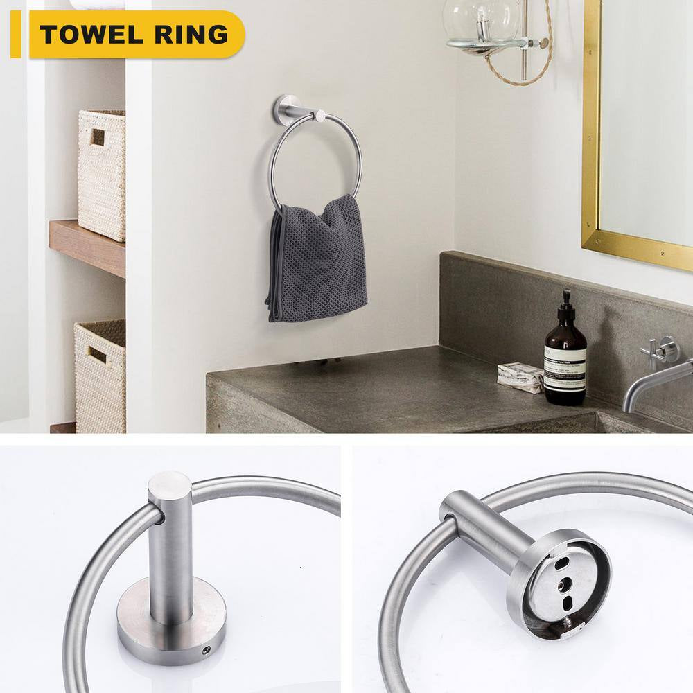 3-Piece Bath Hardware Set with Mounting Hardware in Brushed Nickel