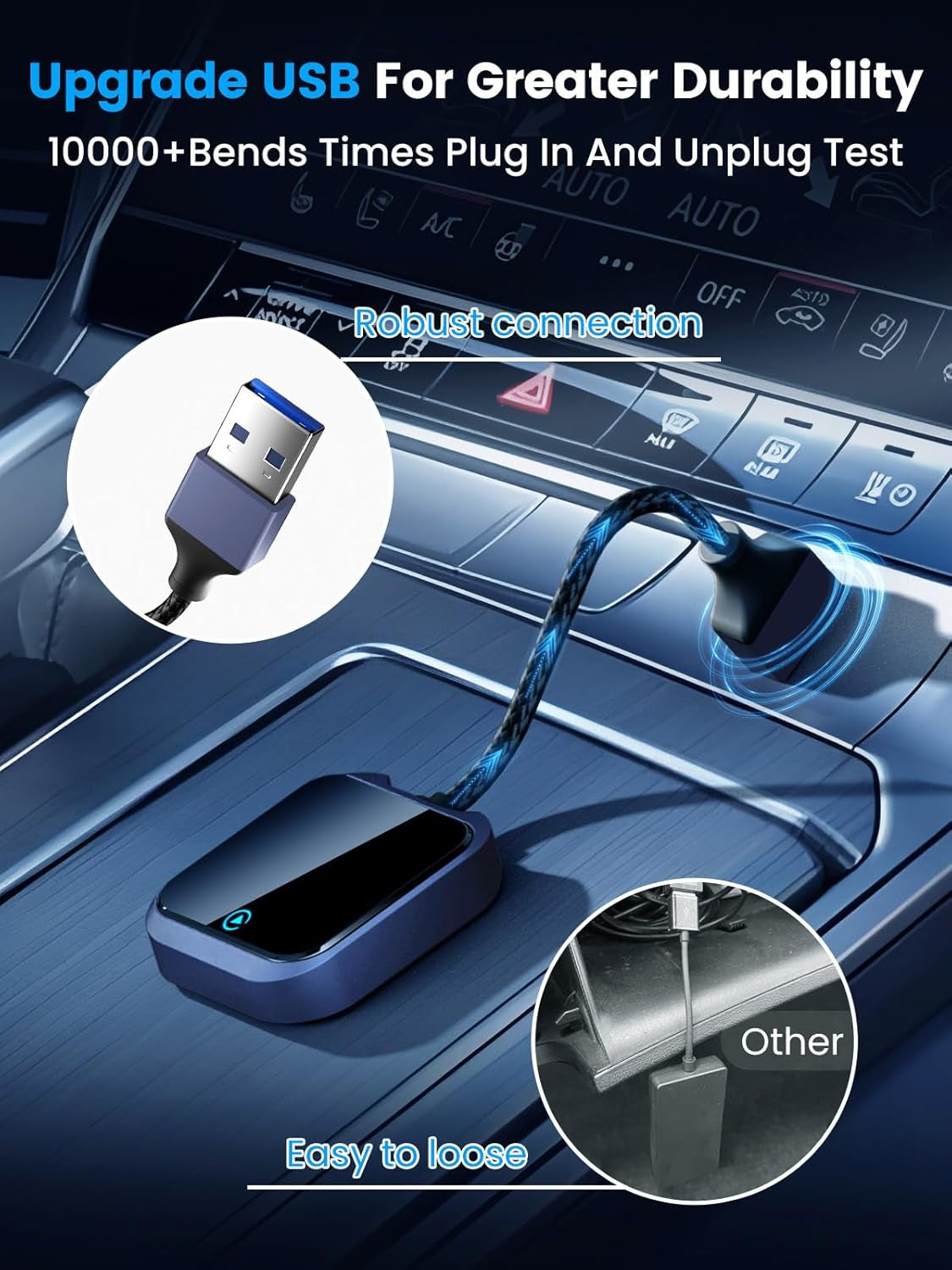 Wireless Carplay and Android Auto Adapter with Fast Stable 5Ghz Wifi Bluetooth, Wireless Android Auto Car Adapter Applies to Cars after 2016 & Phone with Android11+& Usb-A/Type-C (Purple)