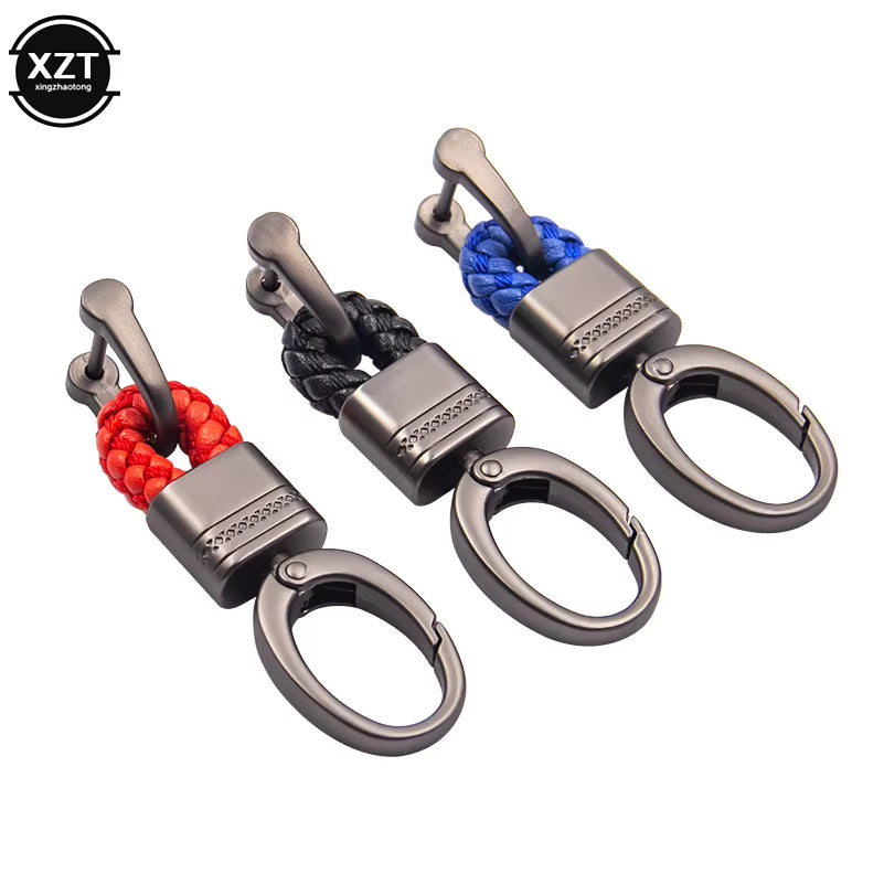 Car Key Holder Key Rings Key Chain Hand Woven Horseshoe Buckle Keychain Car Keyring Gift Creative Auto Accessories