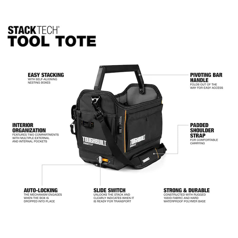 STACKTECH Black Polyester 18-In W X 12-In D X 14.8-In L Tool Tote