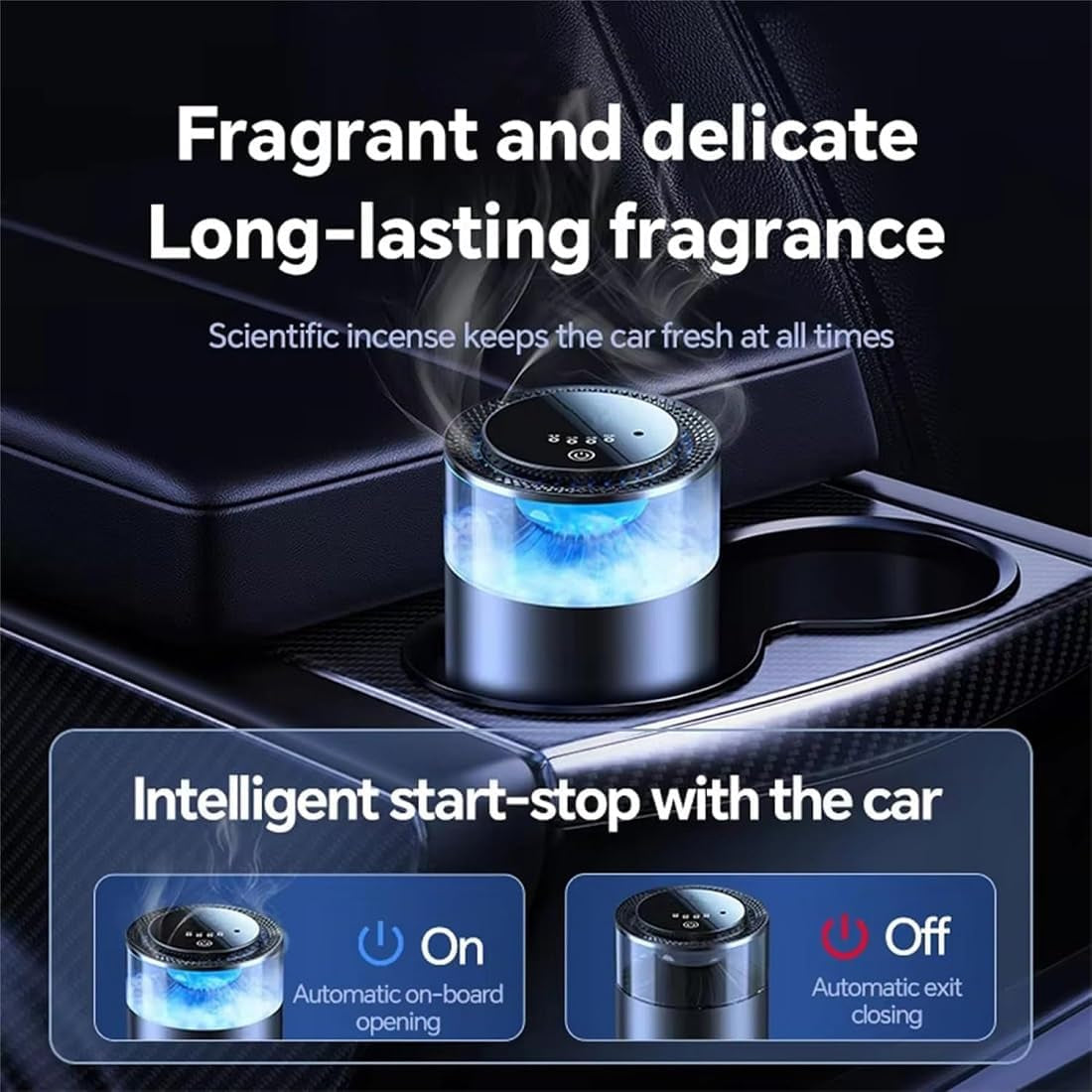 Spray Car Viewing Aromatherapy Diffuser, Smart Car Air Freshener Diffuser, Long-Lasting Intelligent Car Fragrance, Rechargeable Auto On/Off Intelligent Car Diffuser, for Car (North Cedar)