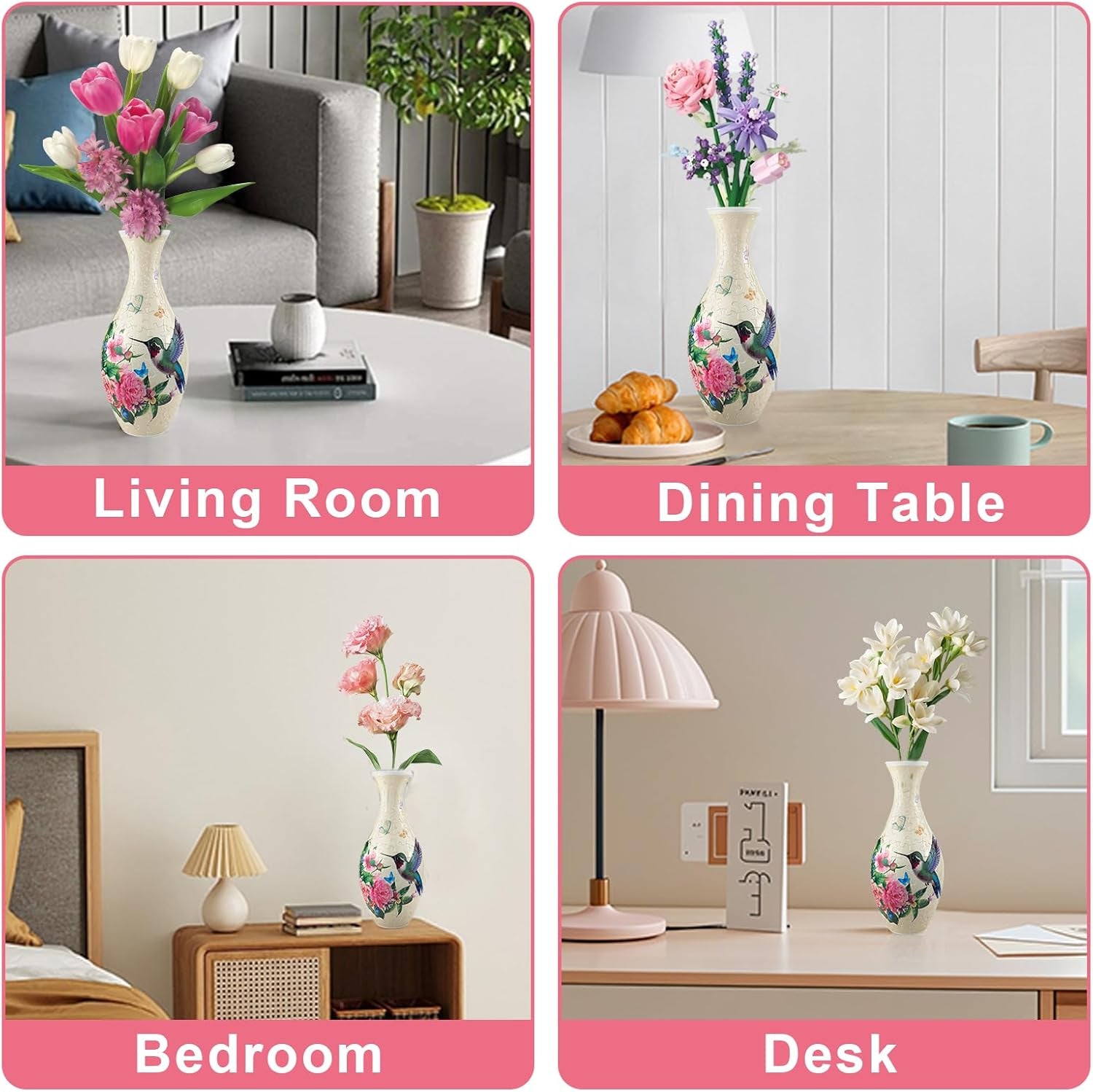 3D Puzzles Vase for Adults, 160 Pieces Plastic DIY Unique Pattern Vase, Crafts F