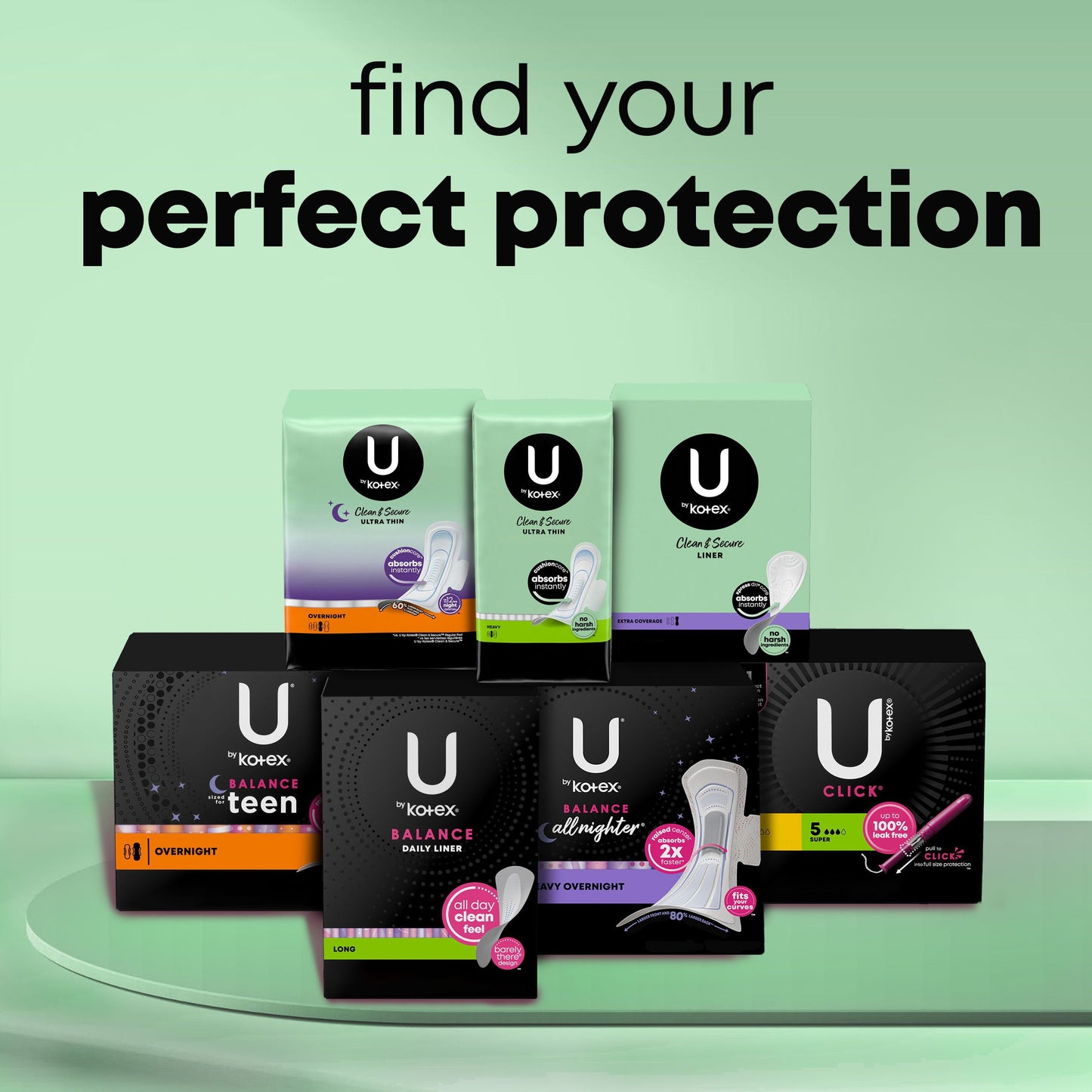 U by Security Overnight Feminine Pads with Wings, Ultra Thin, 28 Count
