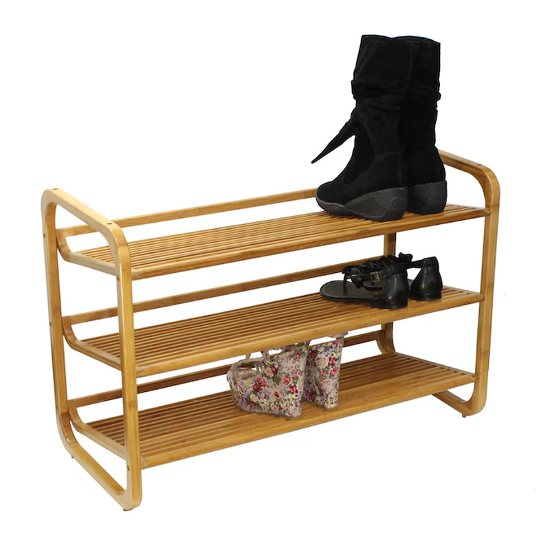 20.0-Inches H 3.0 Tier 12 Pair Brown Wood Shoe Rack